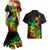 Personalised Reggae Jawaiian Festive Couples Matching Mermaid Dress and Hawaiian Shirt Mix Polynesian