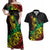 Personalised Reggae Jawaiian Festive Couples Matching Off Shoulder Maxi Dress and Hawaiian Shirt Mix Polynesian