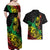 Personalised Reggae Jawaiian Festive Couples Matching Off Shoulder Maxi Dress and Hawaiian Shirt Mix Polynesian