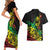 Personalised Reggae Jawaiian Festive Couples Matching Short Sleeve Bodycon Dress and Hawaiian Shirt Mix Polynesian