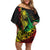 Personalised Reggae Jawaiian Festive Family Matching Off Shoulder Short Dress and Hawaiian Shirt Mix Polynesian