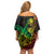 Personalised Reggae Jawaiian Festive Family Matching Off Shoulder Short Dress and Hawaiian Shirt Mix Polynesian