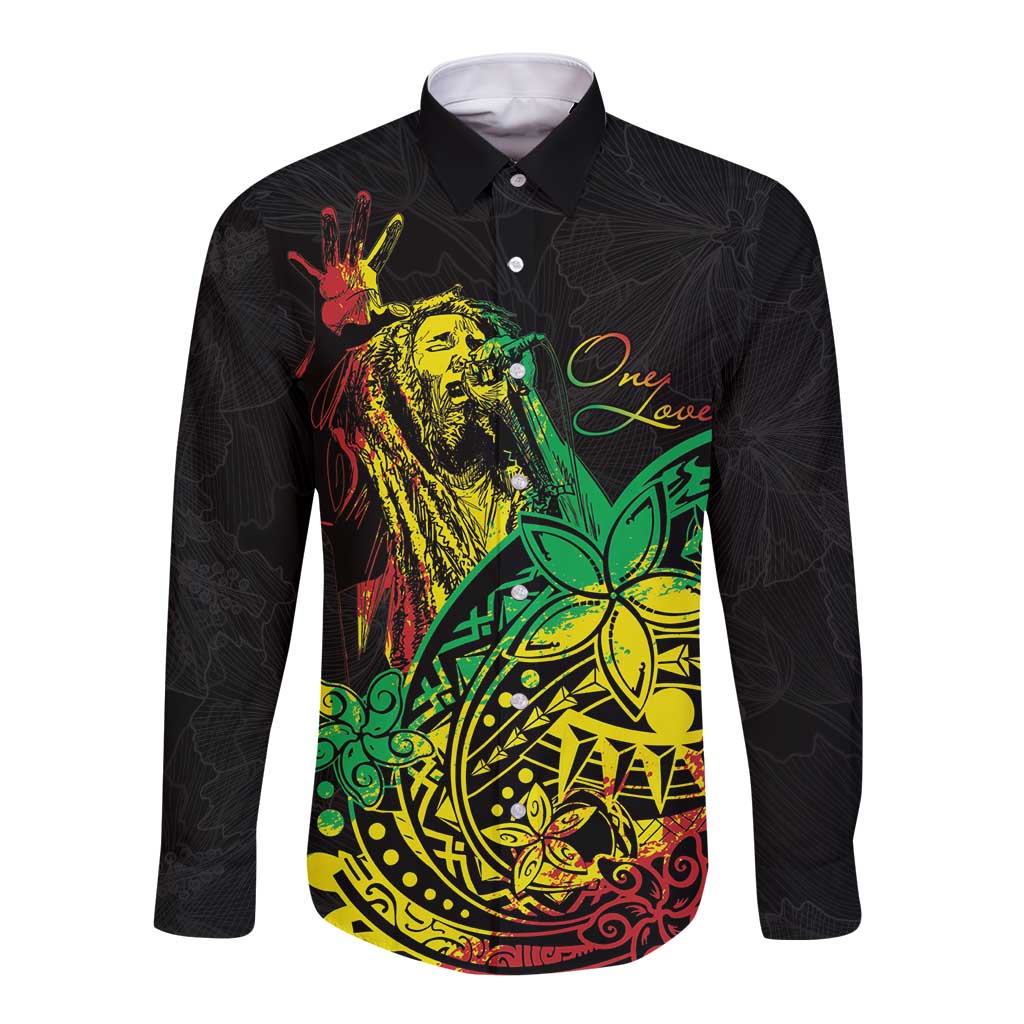 Personalised Reggae Jawaiian Festive Long Sleeve Button Shirt Mix Polynesian LT7 Unisex Reggae - Polynesian Pride