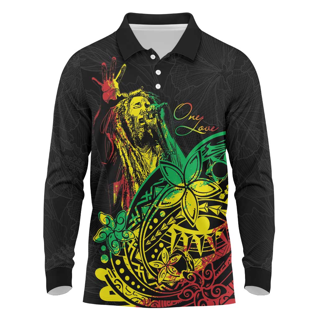 Personalised Reggae Jawaiian Festive Long Sleeve Polo Shirt Mix Polynesian LT7 Reggae - Polynesian Pride