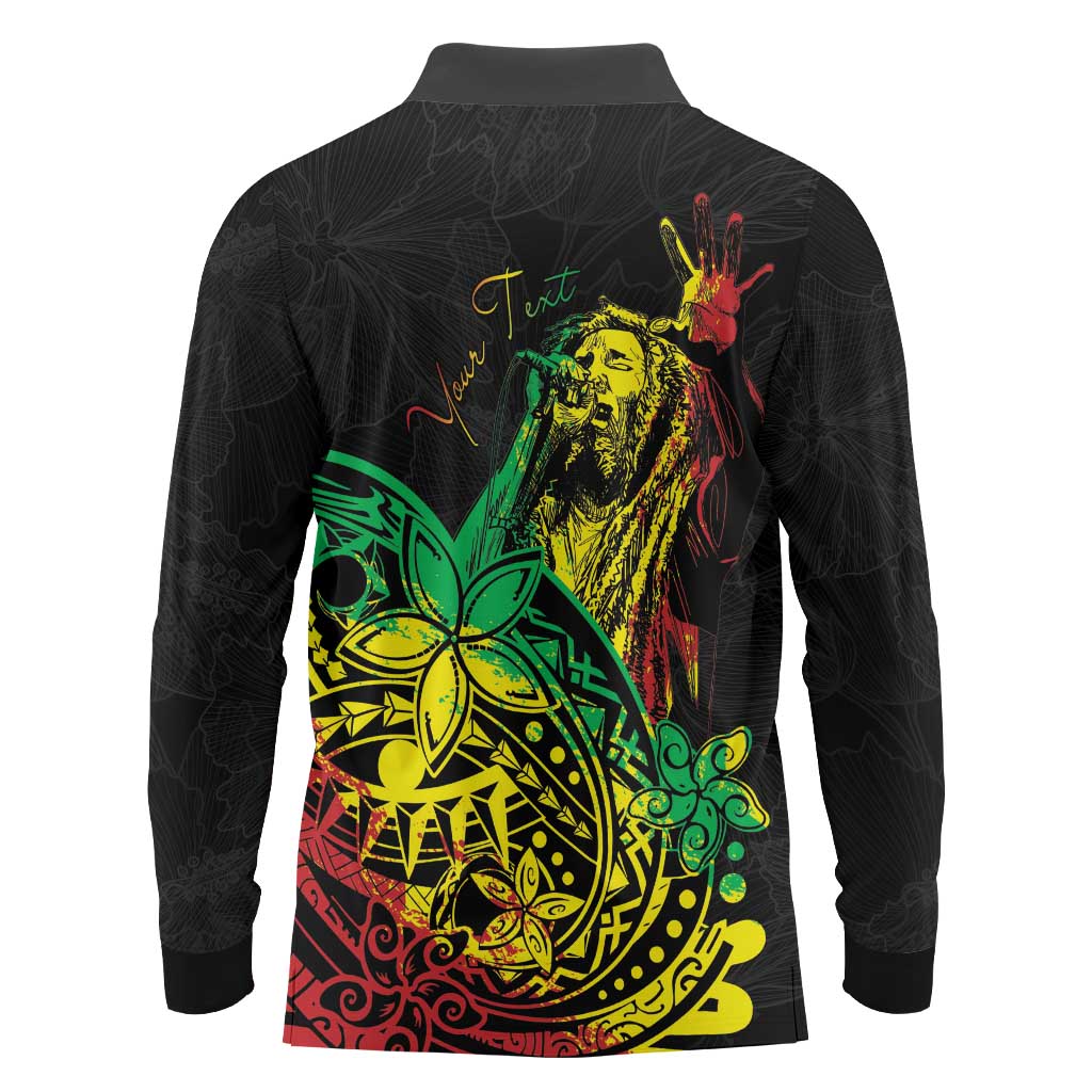 Personalised Reggae Jawaiian Festive Long Sleeve Polo Shirt Mix Polynesian LT7 - Polynesian Pride