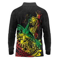 Personalised Reggae Jawaiian Festive Long Sleeve Polo Shirt Mix Polynesian LT7 - Polynesian Pride
