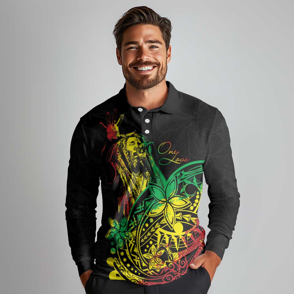 Personalised Reggae Jawaiian Festive Long Sleeve Polo Shirt Mix Polynesian LT7 - Polynesian Pride