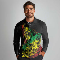 Personalised Reggae Jawaiian Festive Long Sleeve Polo Shirt Mix Polynesian LT7 - Polynesian Pride