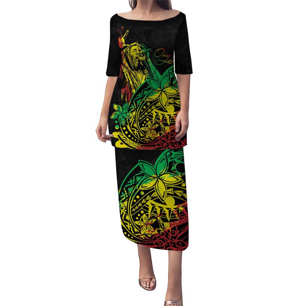 Personalised Reggae Jawaiian Festive Puletasi Mix Polynesian LT7 Long Dress Reggae - Polynesian Pride