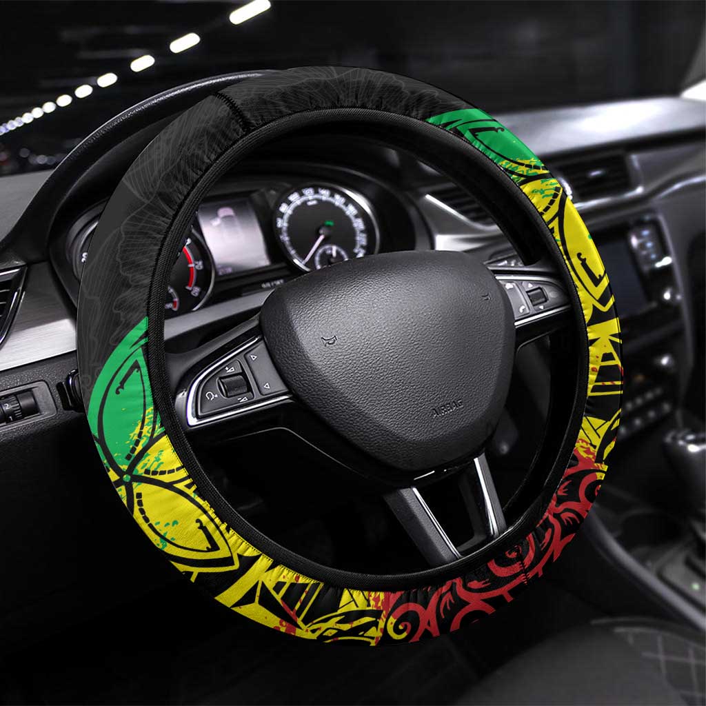 Reggae Jawaiian Festive Steering Wheel Cover Mix Polynesian LT7 Universal Fit Reggae - Polynesian Pride