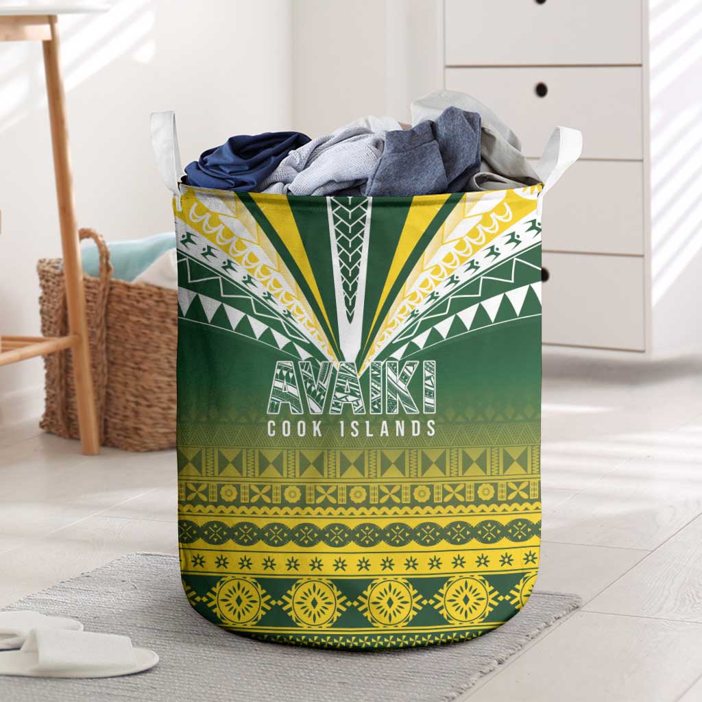 Cook Islands Rugby Laundry Basket Kuki Avaiki LT7 Yellow Green - Polynesian Pride