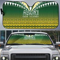 Cook Islands Rugby Auto Sun Shade Kuki Avaiki LT7 Yellow Green - Polynesian Pride