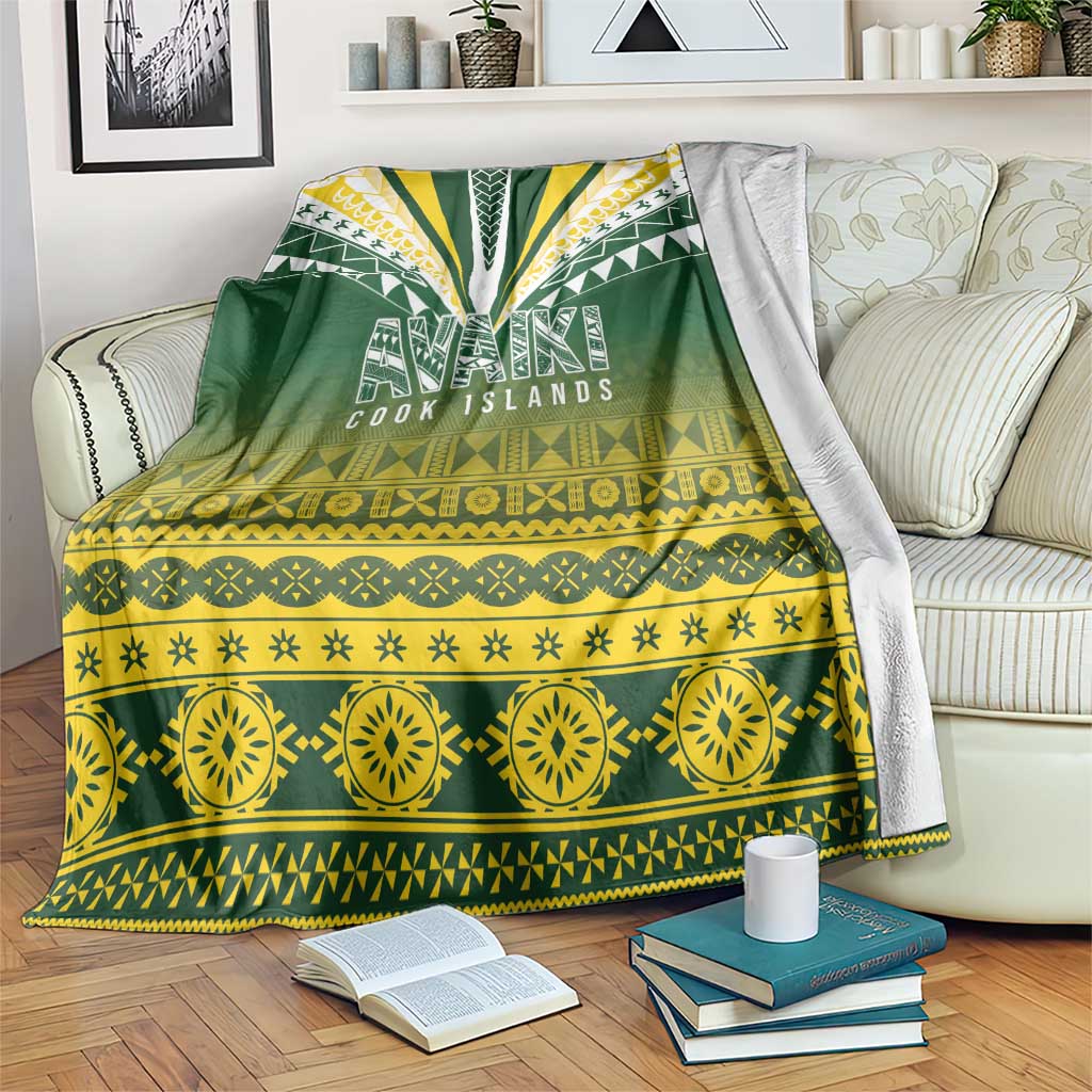 Cook Islands Rugby Blanket Kuki Avaiki LT7 Yellow Green - Polynesian Pride