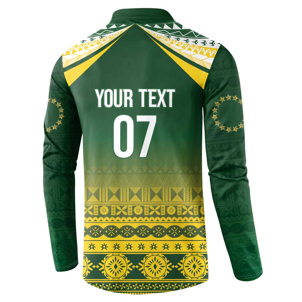 Cook Islands Rugby Custom Button Sweatshirt Kuki Avaiki LT7 - Polynesian Pride