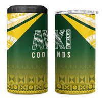 Cook Islands Rugby 4 in 1 Can Cooler Tumbler Kuki Avaiki LT7 One Size: 16 oz Yellow Green - Polynesian Pride