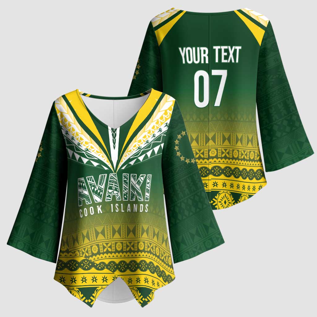 Cook Islands Rugby Custom Kimono Sleeve Blouse Kuki Avaiki LT7 - Polynesian Pride