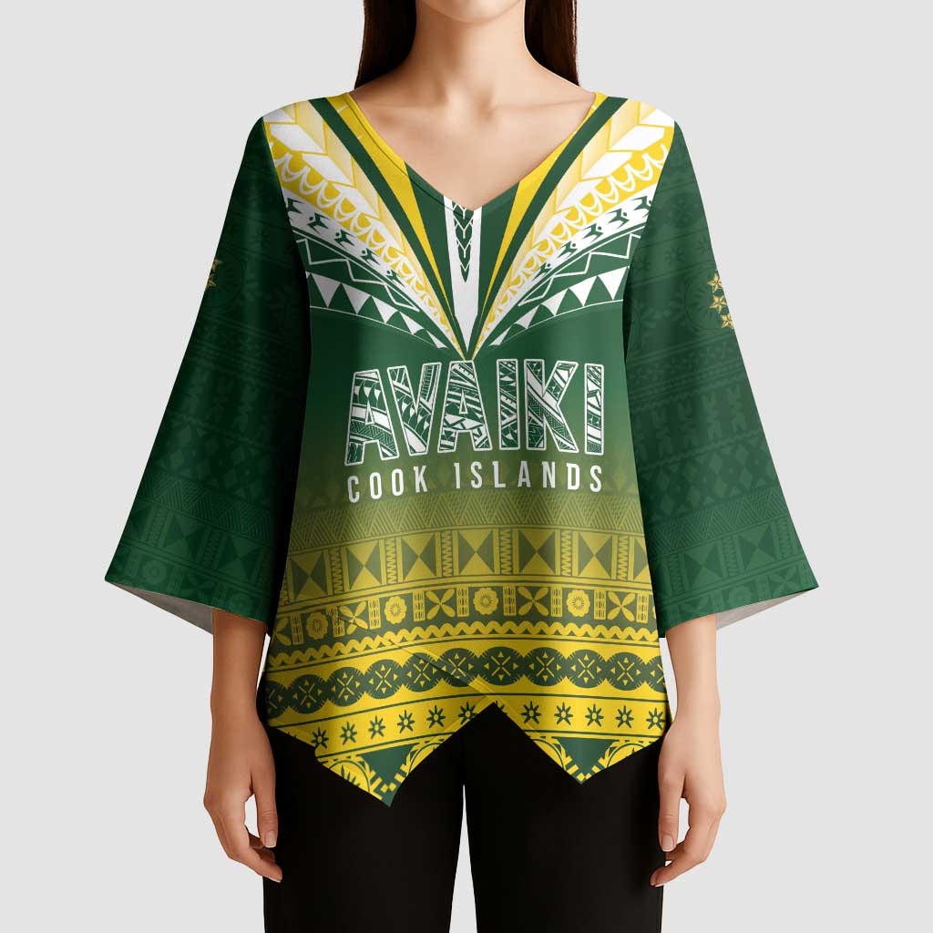 Cook Islands Rugby Custom Kimono Sleeve Blouse Kuki Avaiki LT7 - Polynesian Pride