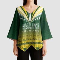 Cook Islands Rugby Custom Kimono Sleeve Blouse Kuki Avaiki LT7 - Polynesian Pride
