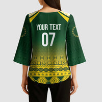 Cook Islands Rugby Custom Kimono Sleeve Blouse Kuki Avaiki LT7 - Polynesian Pride