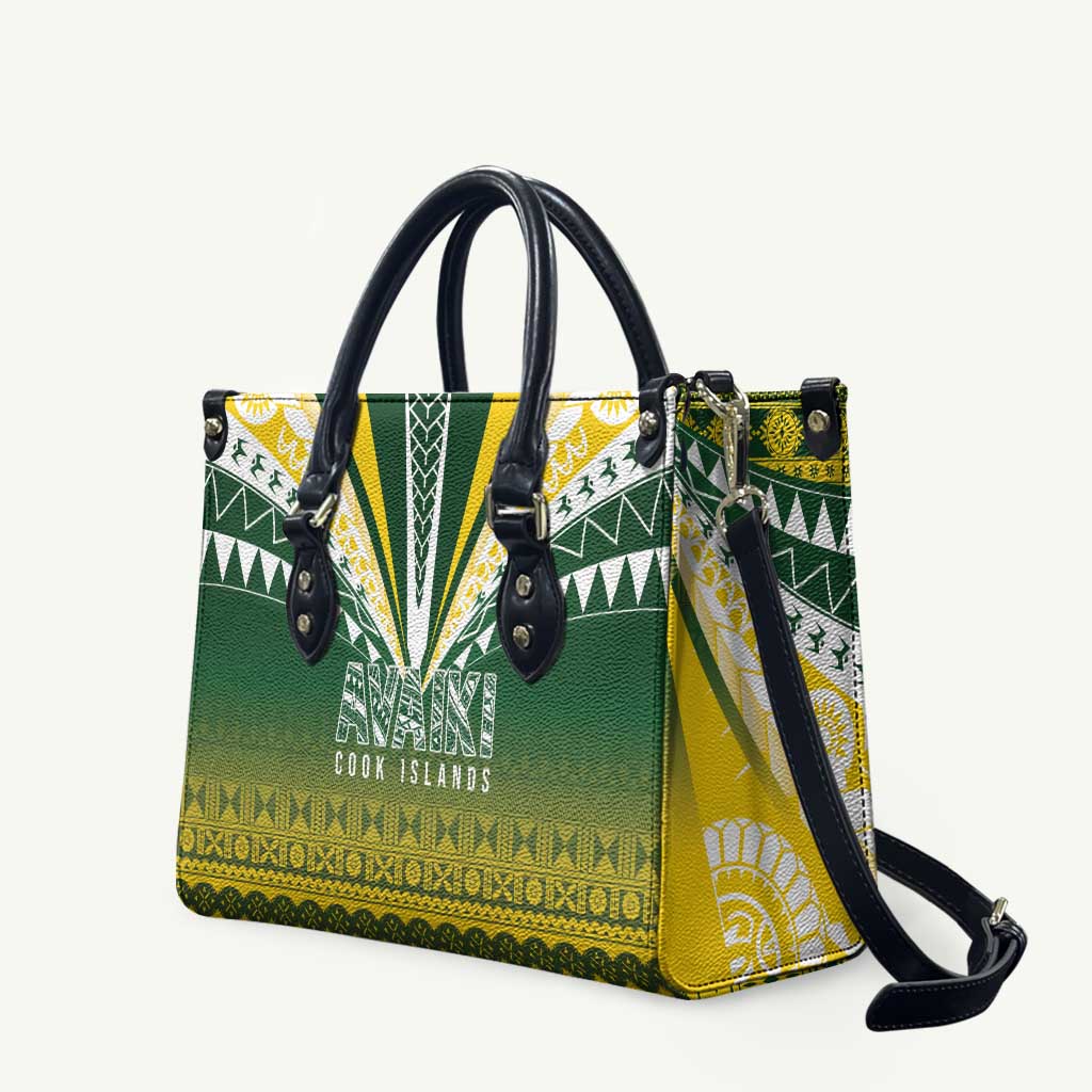Cook Islands Rugby Leather Bag Kuki Avaiki LT7 Yellow Green - Polynesian Pride