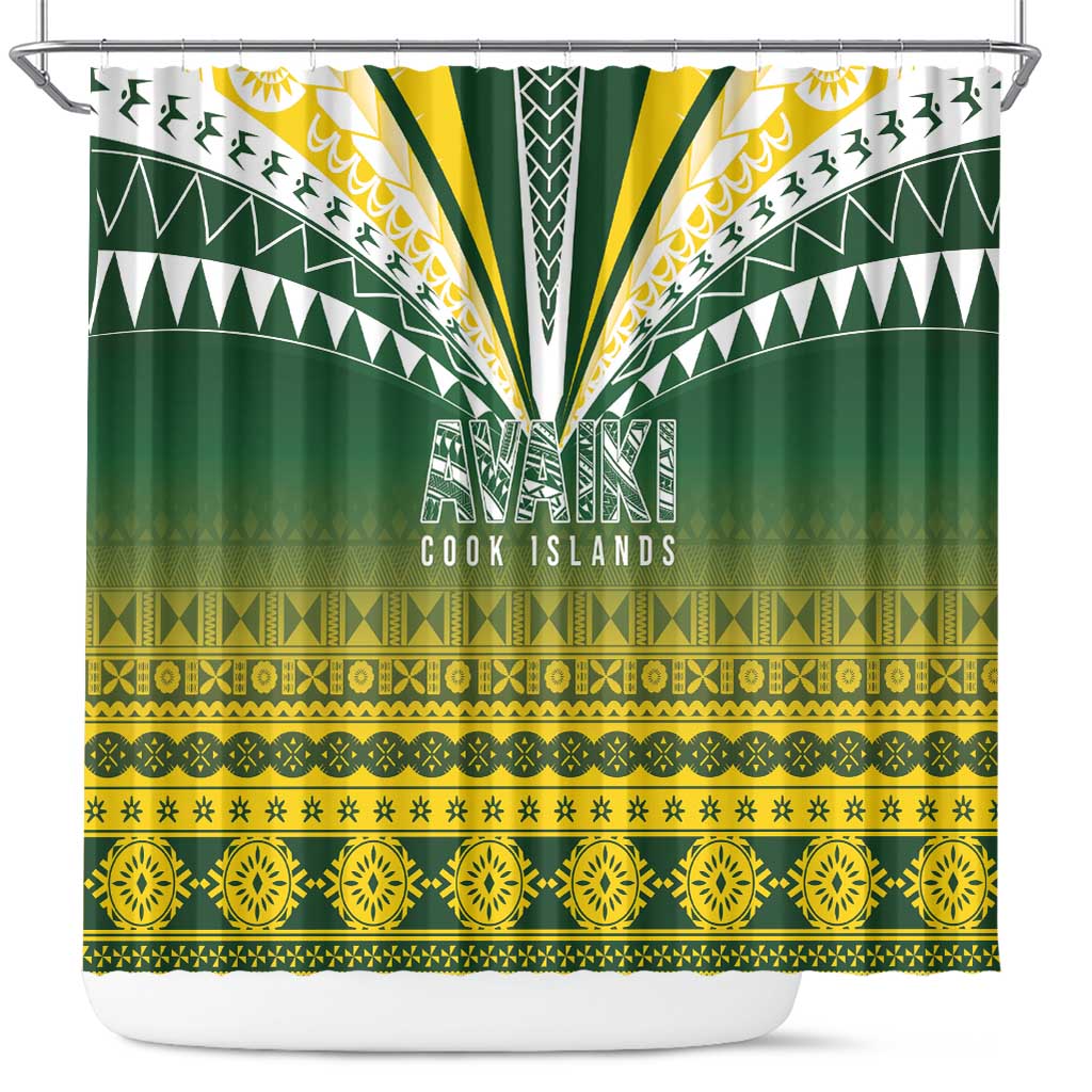 Cook Islands Rugby Shower Curtain Kuki Avaiki LT7 Yellow Green - Polynesian Pride