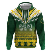Cook Islands Rugby Custom Zip Hoodie Kuki Avaiki LT7 Pullover Hoodie Yellow Green - Polynesian Pride
