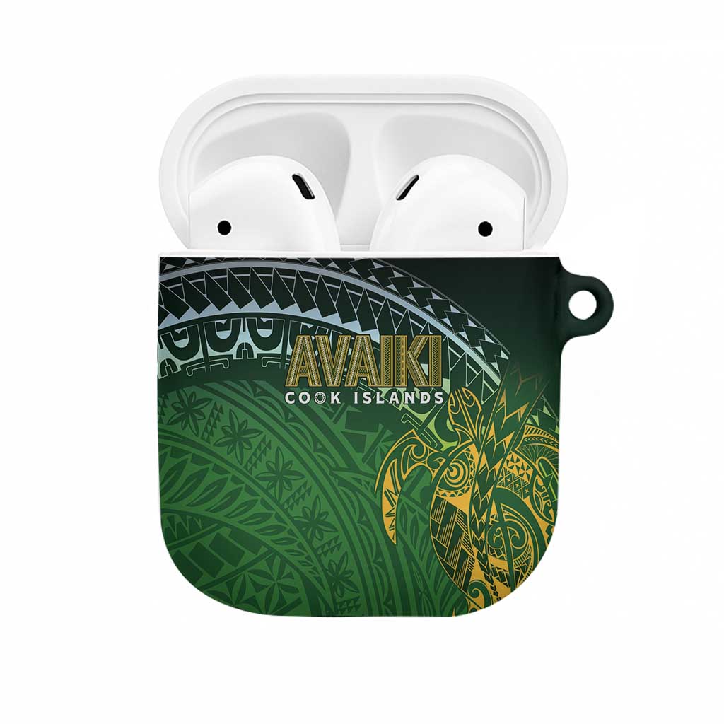 Cook Islands Rugby Kuki Avaiki AirPods Case Tribal Turtle LT7 Dark Green - Polynesian Pride