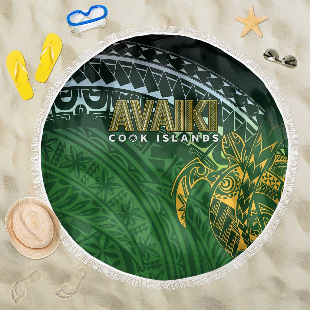 Cook Islands Rugby Kuki Avaiki Beach Blanket Tribal Turtle LT7 One Size 150cm Dark Green - Polynesian Pride