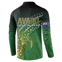 Cook Islands Rugby Kuki Avaiki Button Sweatshirt Tribal Turtle LT7 - Polynesian Pride