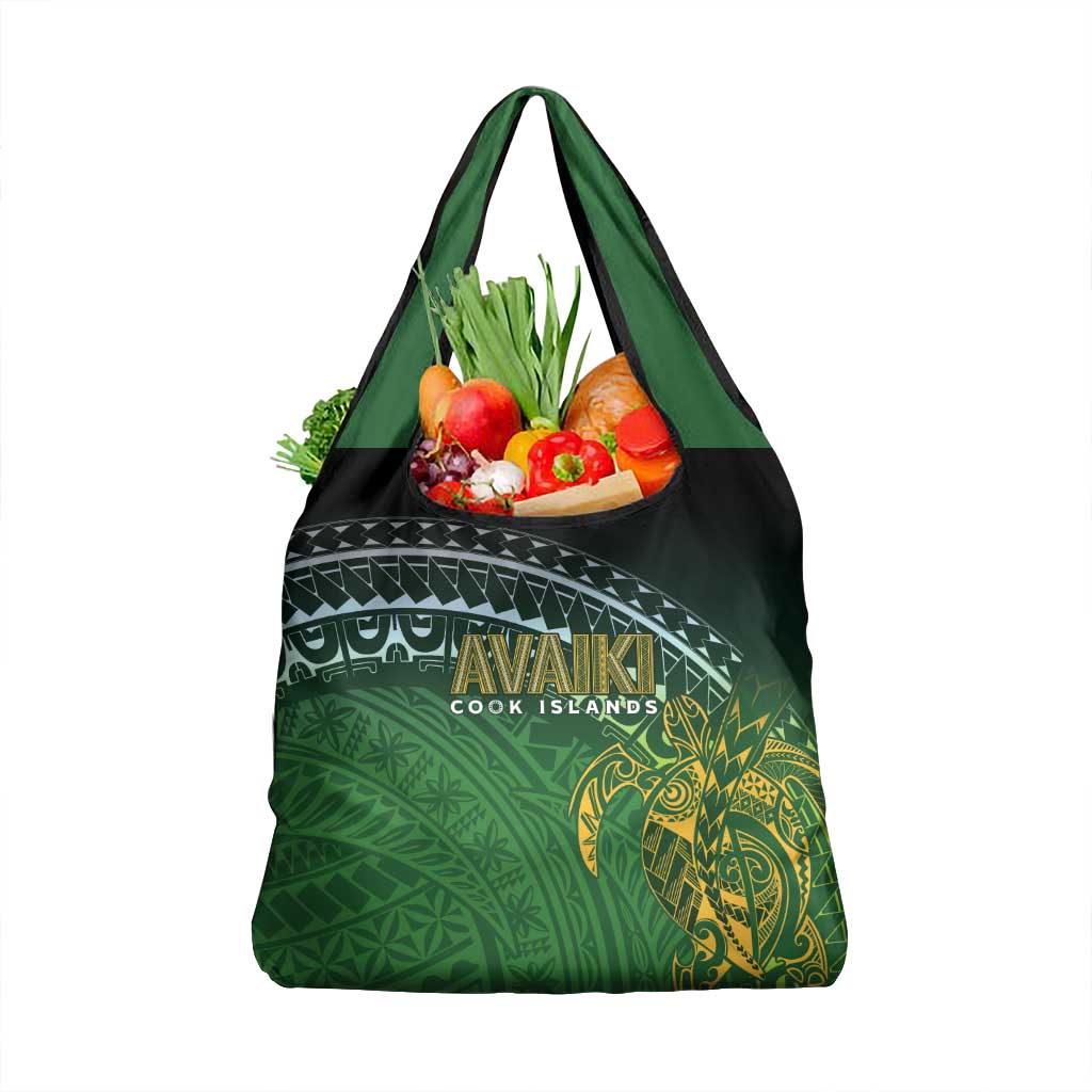 Cook Islands Rugby Kuki Avaiki Grocery Bag Tribal Turtle LT7 1-pack One Size Dark Green - Polynesian Pride