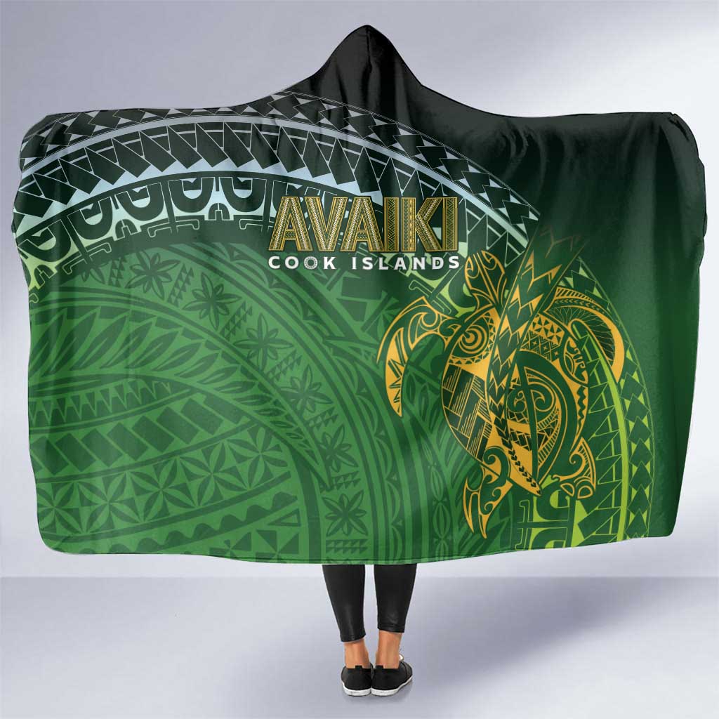 Cook Islands Rugby Kuki Avaiki Hooded Blanket Tribal Turtle LT7 One Size Dark Green - Polynesian Pride