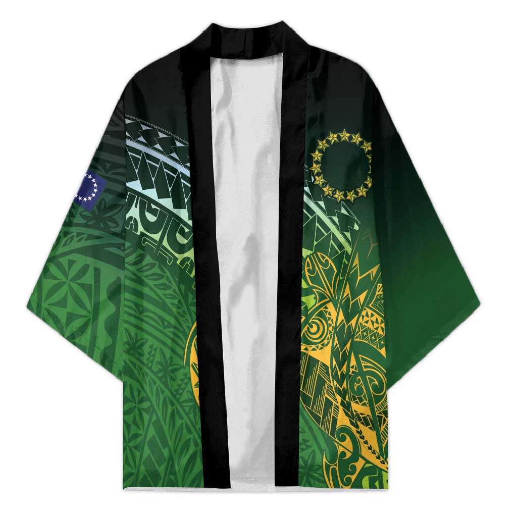 Cook Islands Rugby Kuki Avaiki Kimono Tribal Turtle LT7 Unisex Dark Green - Polynesian Pride