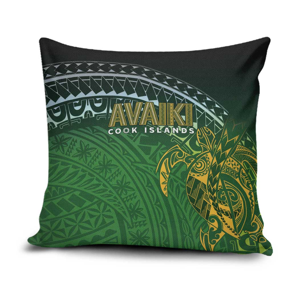 Cook Islands Rugby Kuki Avaiki Pillow Cover Tribal Turtle LT7 Dark Green - Polynesian Pride