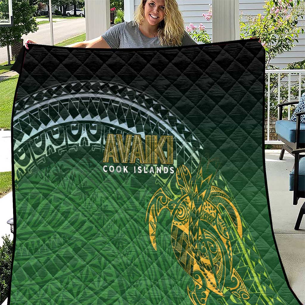 Cook Islands Rugby Kuki Avaiki Quilt Tribal Turtle LT7 Dark Green - Polynesian Pride