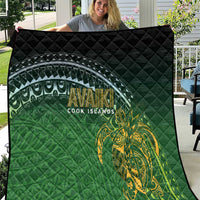 Cook Islands Rugby Kuki Avaiki Quilt Tribal Turtle LT7 Dark Green - Polynesian Pride