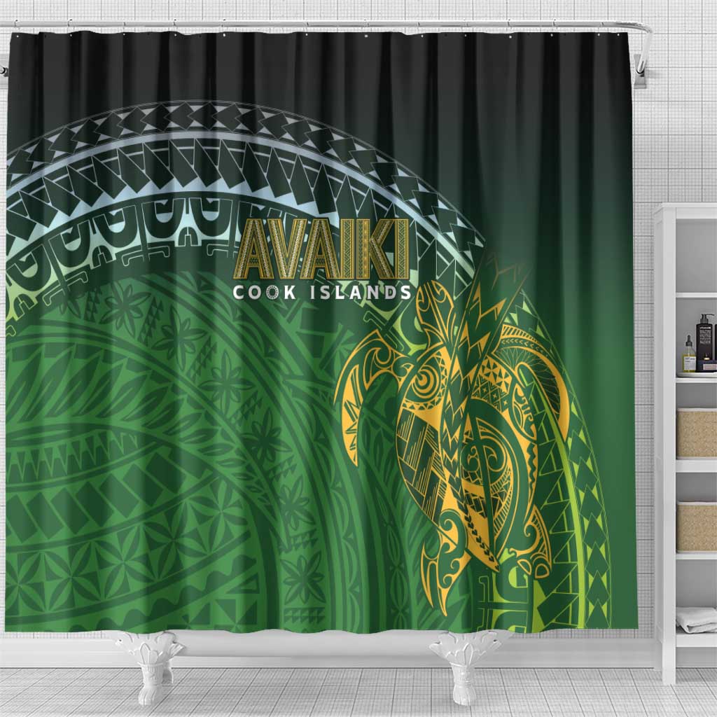 Cook Islands Rugby Kuki Avaiki Shower Curtain Tribal Turtle LT7 - Polynesian Pride