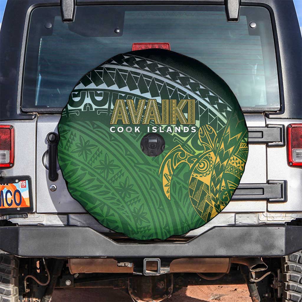 Cook Islands Rugby Kuki Avaiki Spare Tire Cover Tribal Turtle LT7 Dark Green - Polynesian Pride