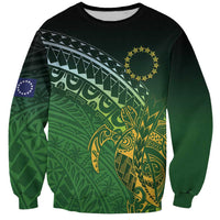 Cook Islands Rugby Kuki Avaiki Sweatshirt Tribal Turtle LT7 Unisex Dark Green - Polynesian Pride
