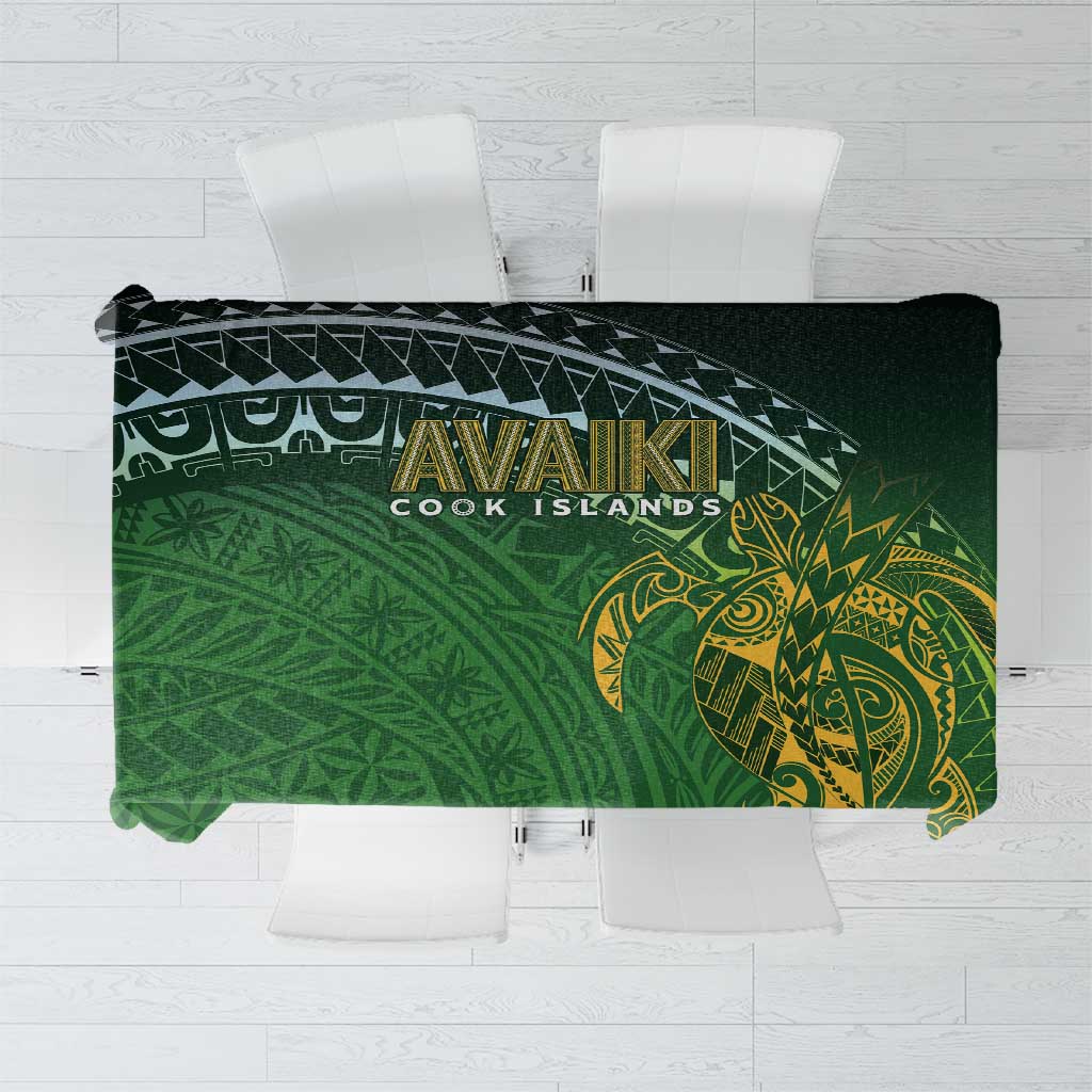 Cook Islands Rugby Kuki Avaiki Tablecloth Tribal Turtle LT7 Dark Green - Polynesian Pride