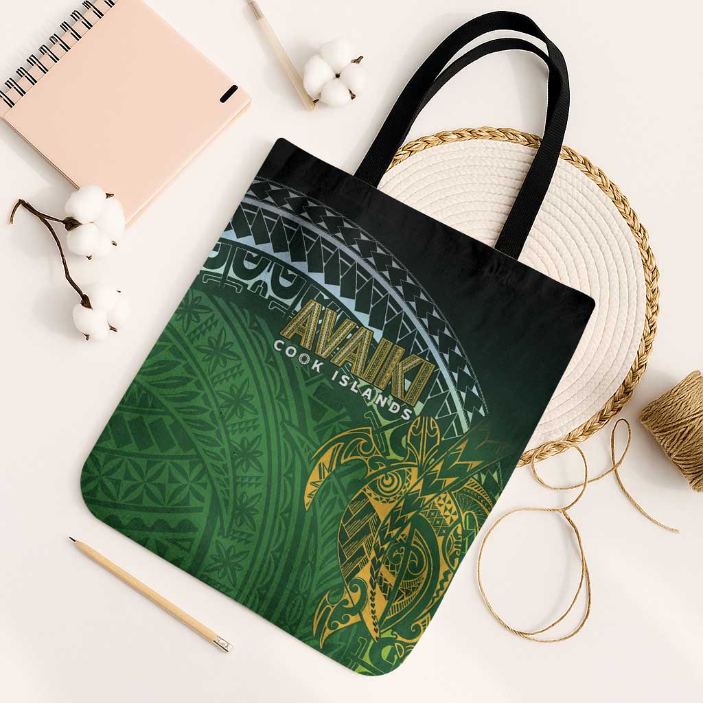 Cook Islands Rugby Kuki Avaiki Tote Bag Tribal Turtle LT7 Black Strap One Size Dark Green - Polynesian Pride