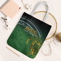 Cook Islands Rugby Kuki Avaiki Tote Bag Tribal Turtle LT7 White Strap One Size Dark Green - Polynesian Pride