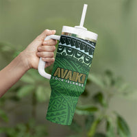 Cook Islands Rugby Kuki Avaiki Tumbler With Handle Tribal Turtle LT7 - Polynesian Pride