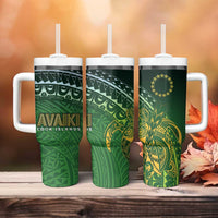 Cook Islands Rugby Kuki Avaiki Tumbler With Handle Tribal Turtle LT7 - Polynesian Pride