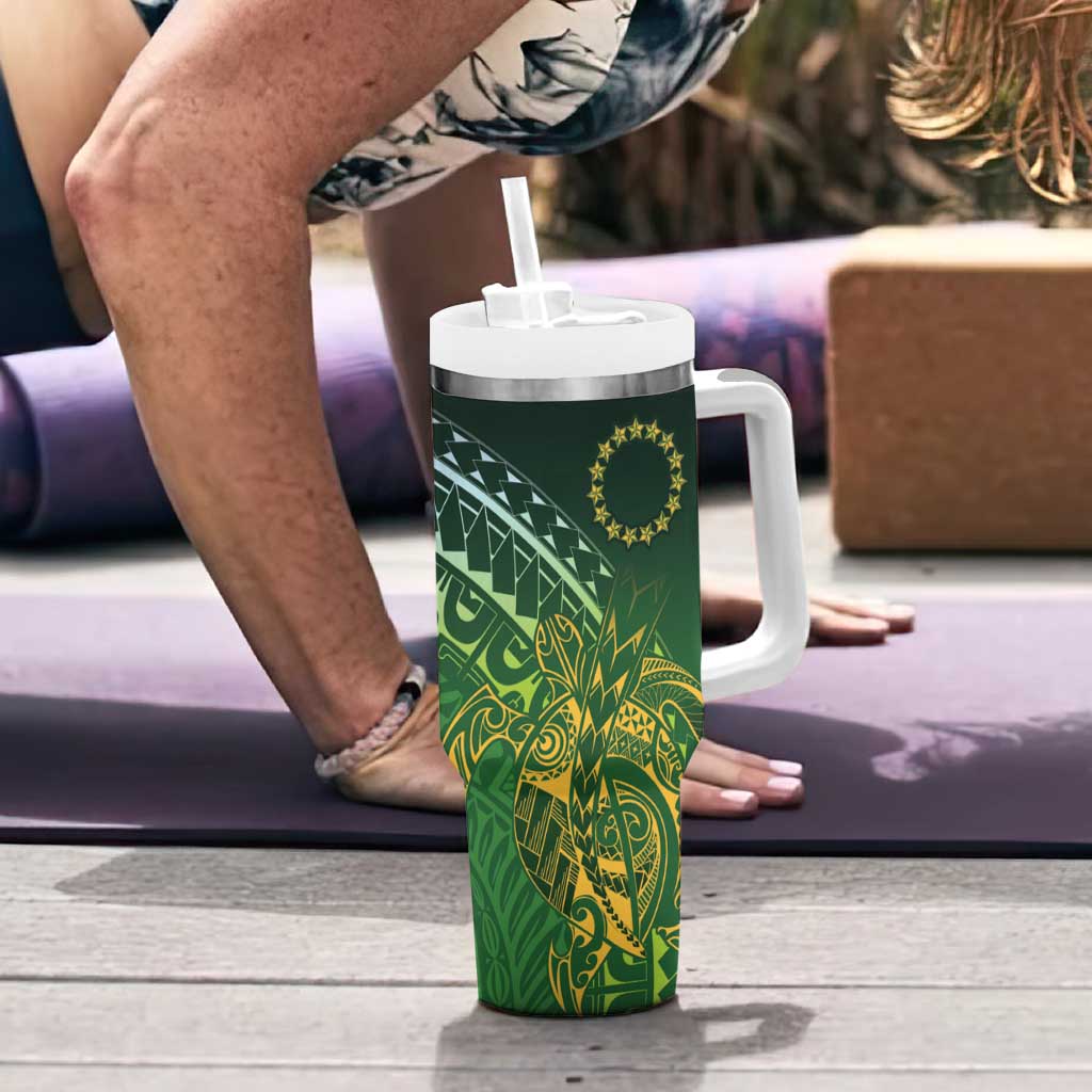 Cook Islands Rugby Kuki Avaiki Tumbler With Handle Tribal Turtle LT7 - Polynesian Pride