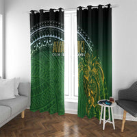 Cook Islands Rugby Kuki Avaiki Window Curtain Tribal Turtle LT7 With Grommets Dark Green - Polynesian Pride