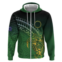 Cook Islands Rugby Kuki Avaiki Zip Hoodie Tribal Turtle LT7 Zip Hoodie Dark Green - Polynesian Pride