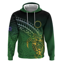 Cook Islands Rugby Kuki Avaiki Zip Hoodie Tribal Turtle LT7 Pullover Hoodie Dark Green - Polynesian Pride