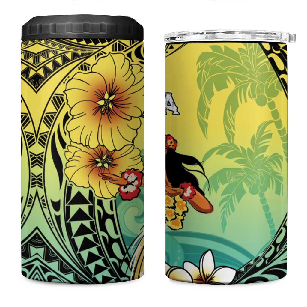 Honolulu Hawaii 4 in 1 Can Cooler Tumbler Ilima Plumeria with Hula Girl LT7 One Size: 16 oz Colorful - Polynesian Pride