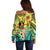 Honolulu Hawaii Off Shoulder Sweater Ilima Plumeria with Hula Girl LT7 - Polynesian Pride