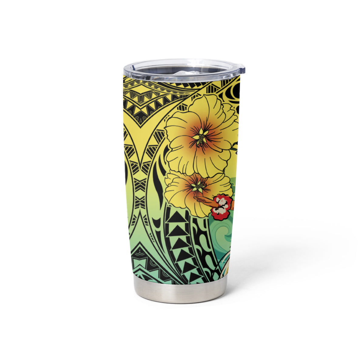 Honolulu Hawaii Tumbler Cup Ilima Plumeria with Hula Girl LT7 - Polynesian Pride